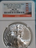 2011 S American Silver Eagle NGC MS70 Early Releases