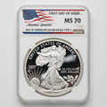 2021 American Silver Eagle Type 2 NGC MS70 First Day of Issue Michael Gaudioso Flag Label