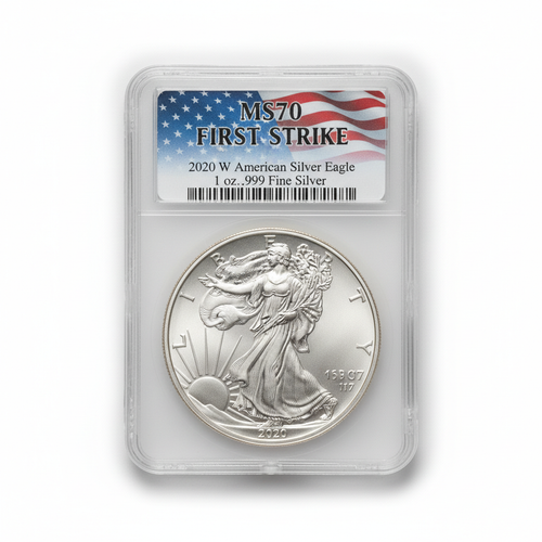 2020 American Silver Eagle PCGS MS70 First Strike Flag Label